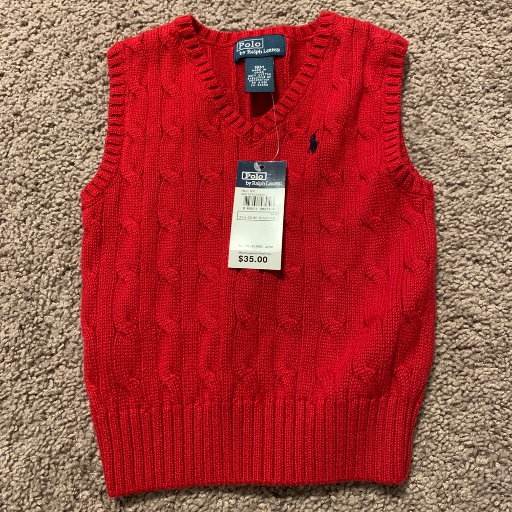 NWT 18m Ralph Lauren red knit sweater vest